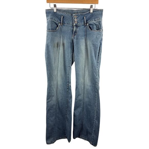 Hot Kiss Denim - Women’s Hot Kiss Size 13 Light Wash Blue Wide Leg Jeans w/ Back Slits